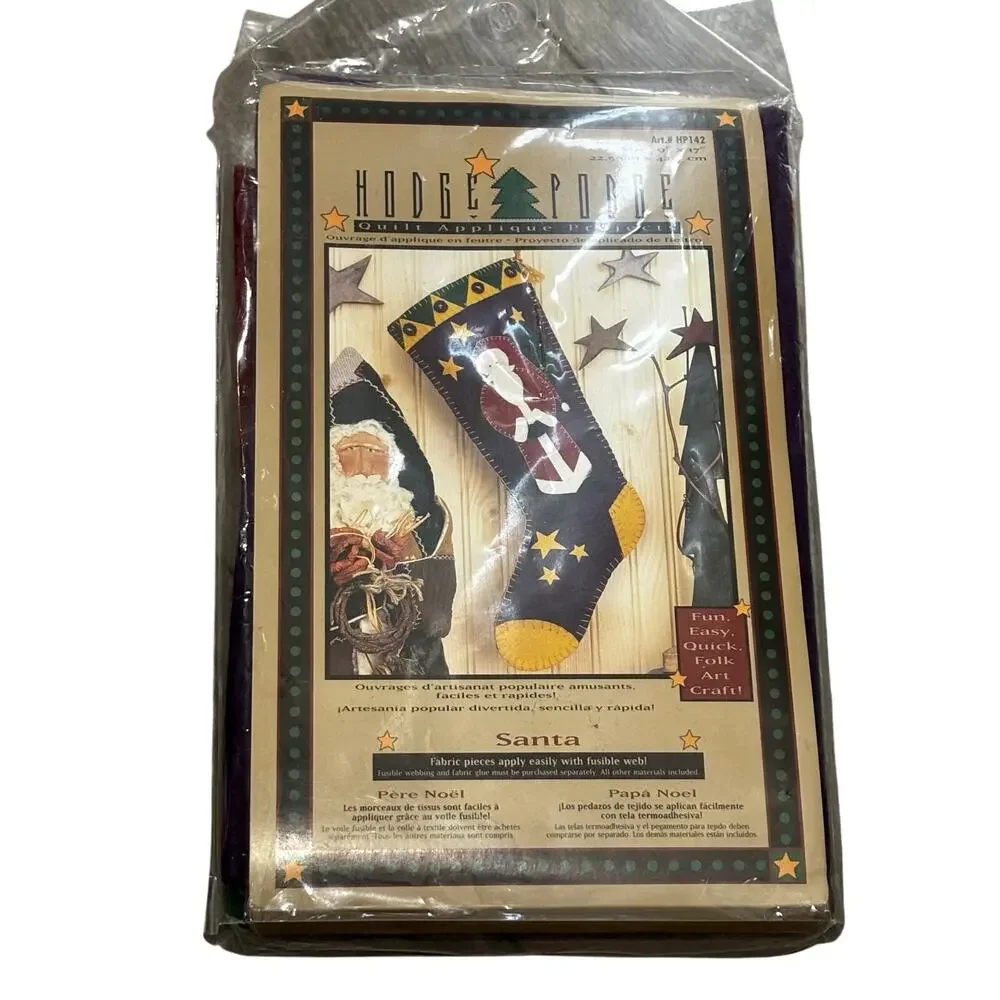 Hodge Podge craft kit Santa Claus Christmas stocking country folk art #HP142
